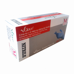 Găng tay y tế VGLOVE Nitrile 4.0g xanh size M (hộp)